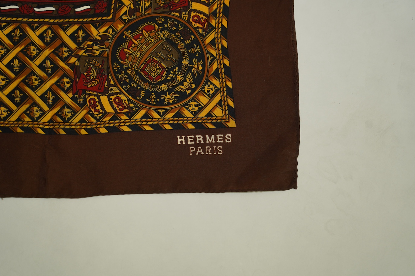 A Hermes Paris vintage silk scarf, crowns 1790, 86cm x 86cm